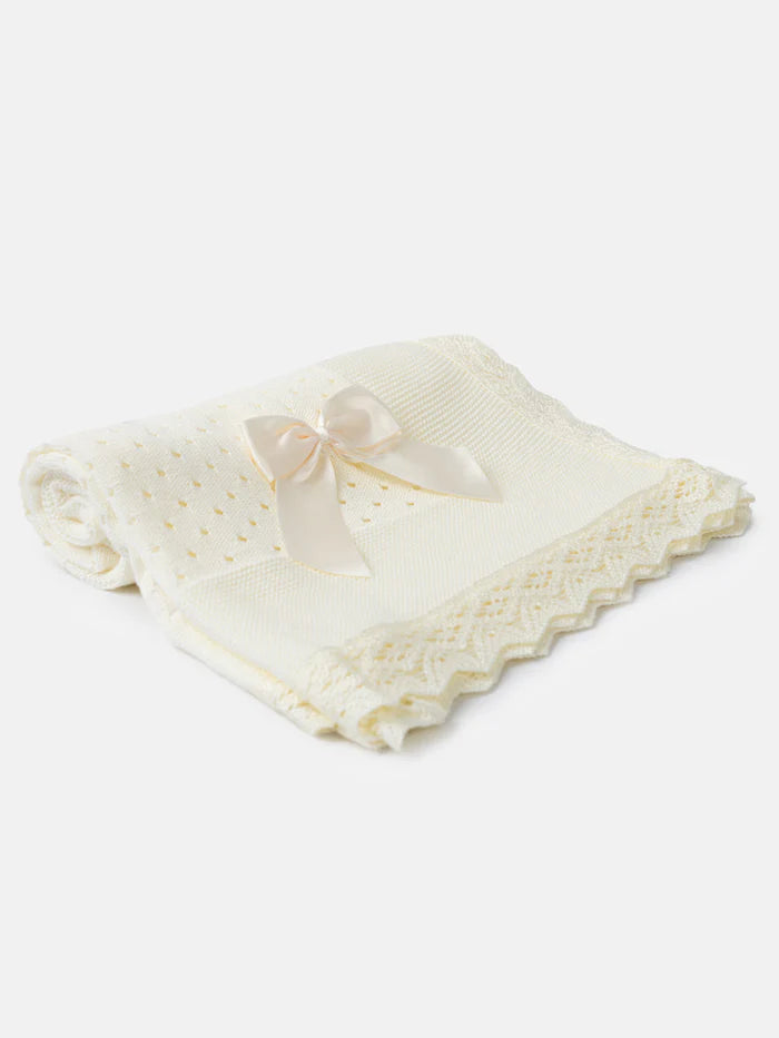 Baby Open Dot Knitted Shawl- Ivory