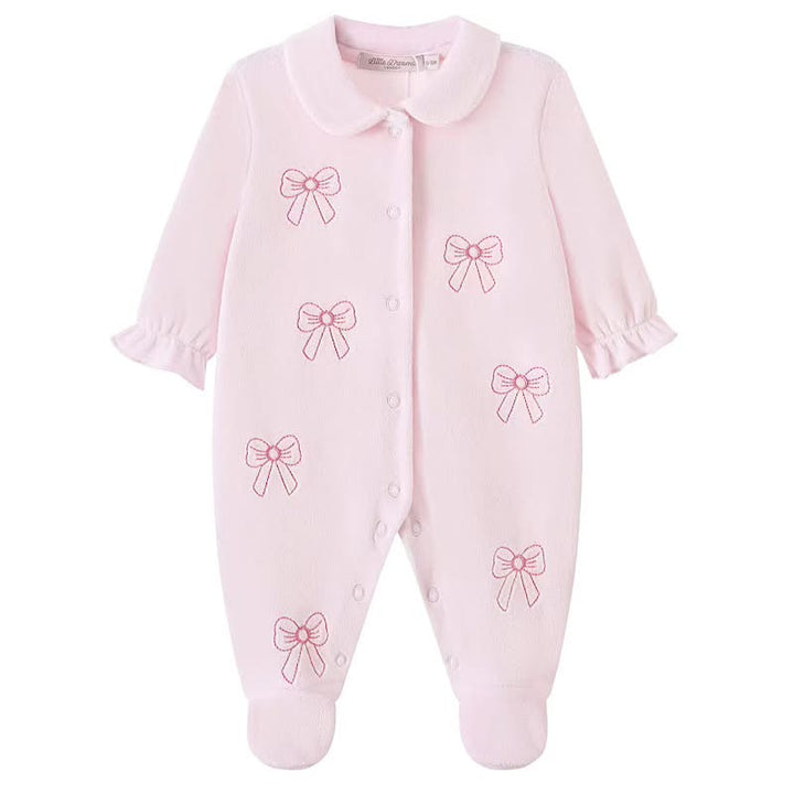 Pink Bow Embroidered Babygrow & Bib Set
