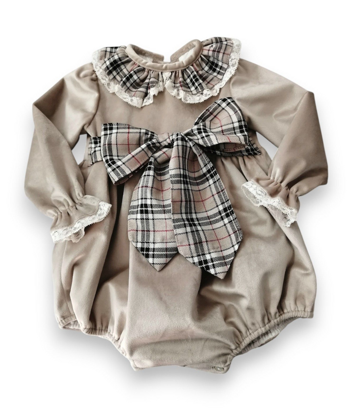 Fofettes Be Chic Beige Tartan Romper