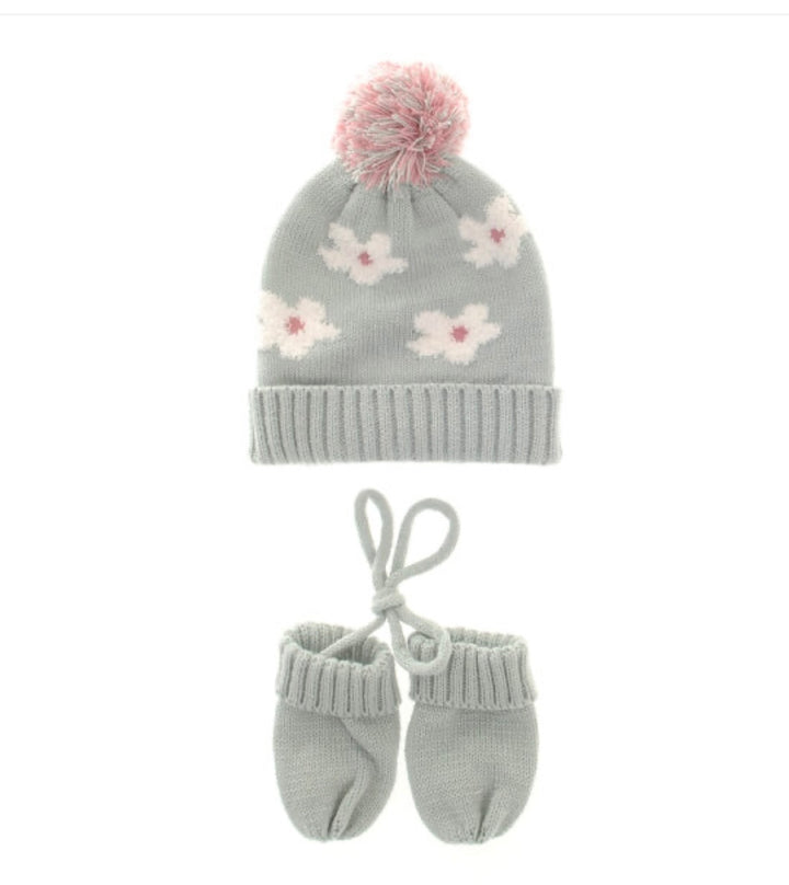 Ziggle Flower Hat and Mittens Set