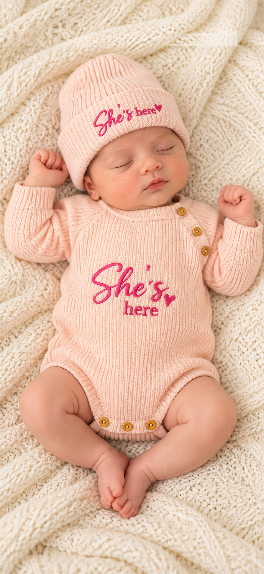 Dandelion Pink She’s Here Romper & Hat