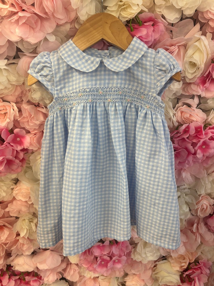 Blue Check Smocked Dress