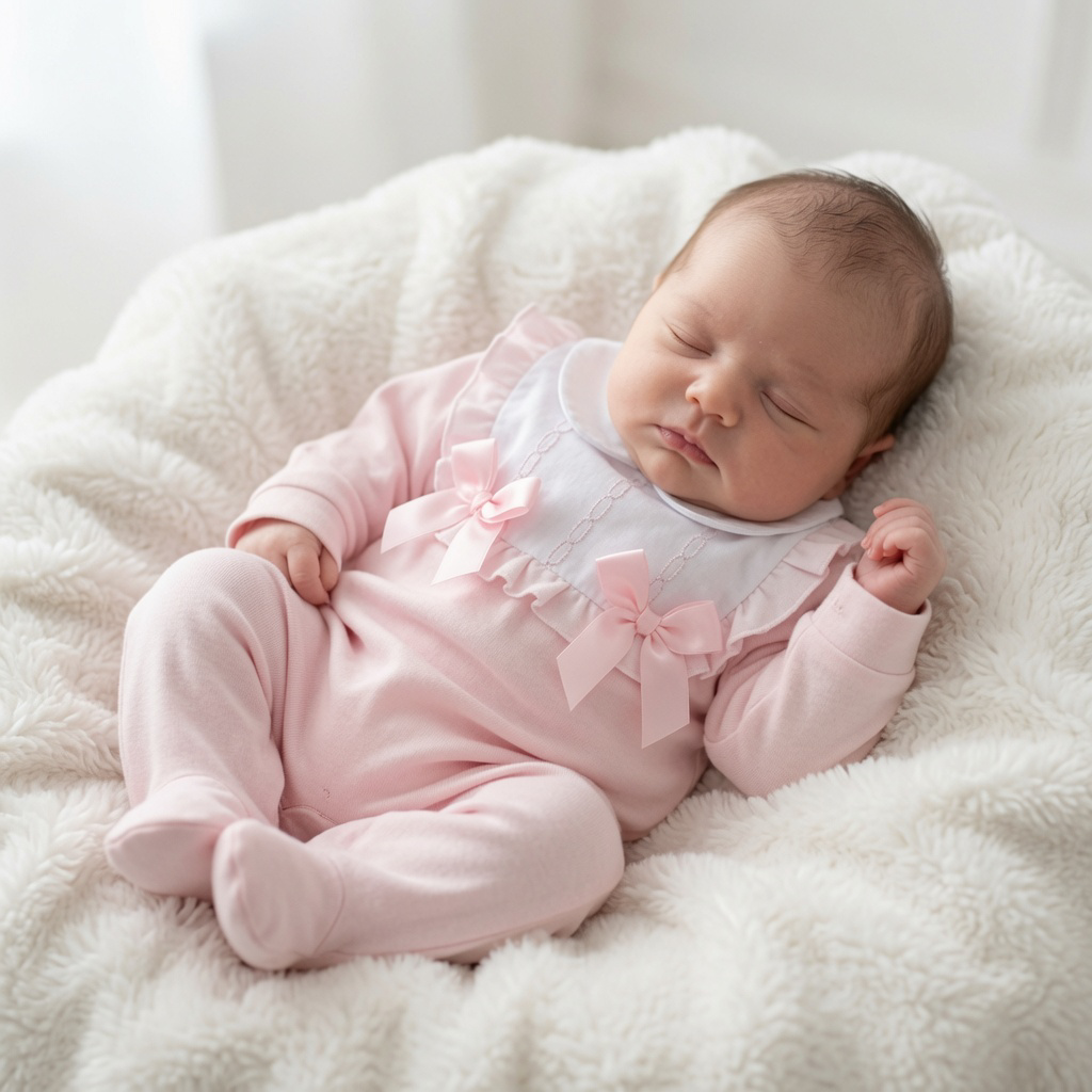 Pink Ruffle Collar Cotton Babygrow
