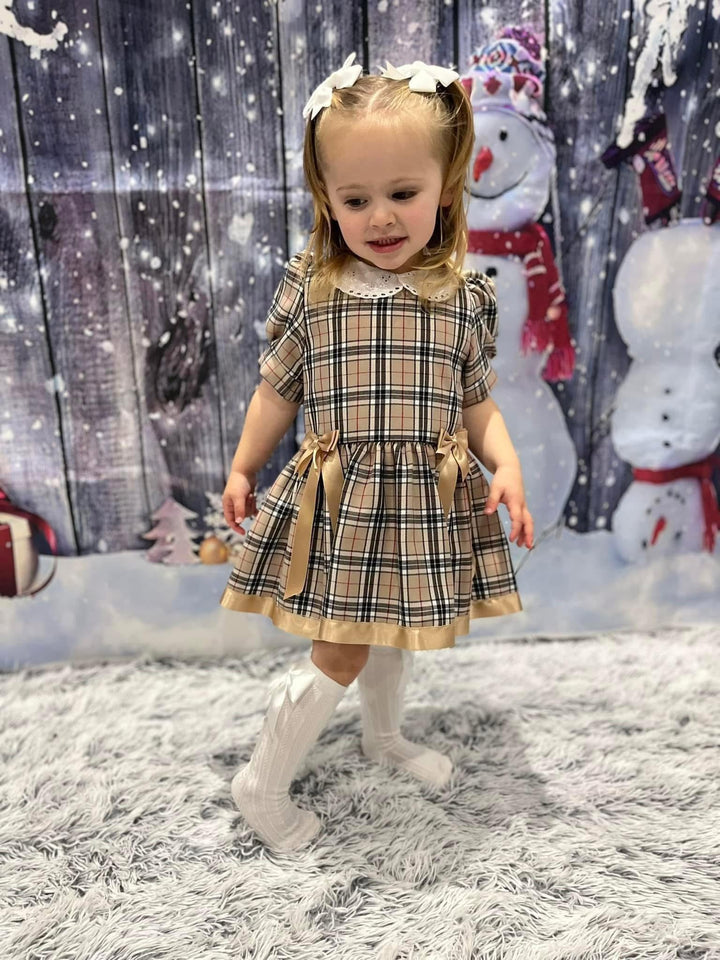 Beige Tartan Dress