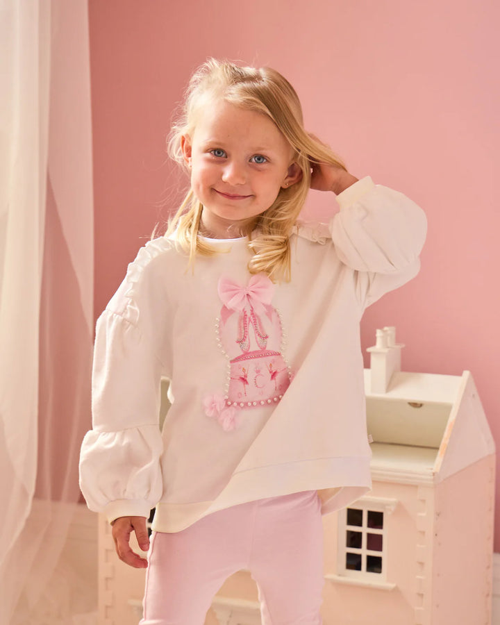 Caramelo Ivory & Pink Snow Globe Legging Set