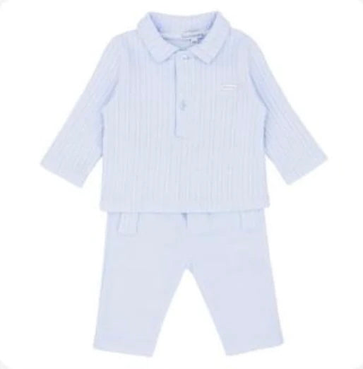 Blues Baby Blue Cable Polo Shirt & Trouser Set