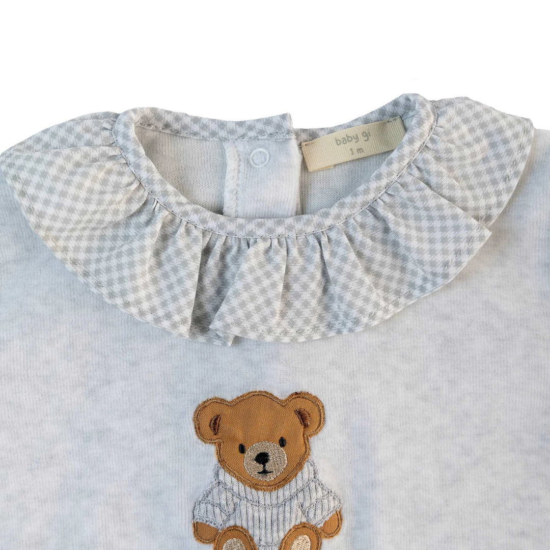 Baby Gi Frill Collar Grey Babygrow