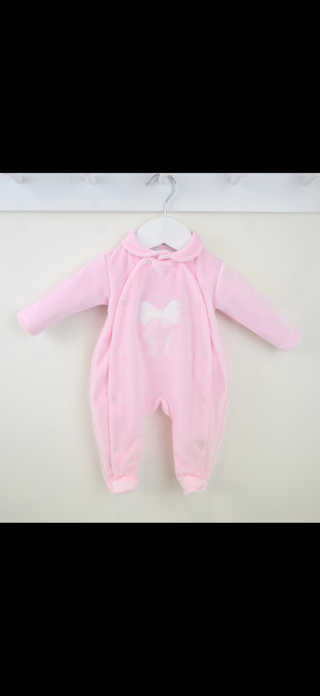 Pex Bow Velour Babygrow