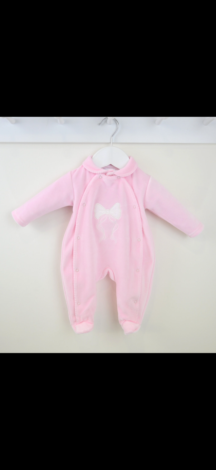 Pex Bow Velour Babygrow