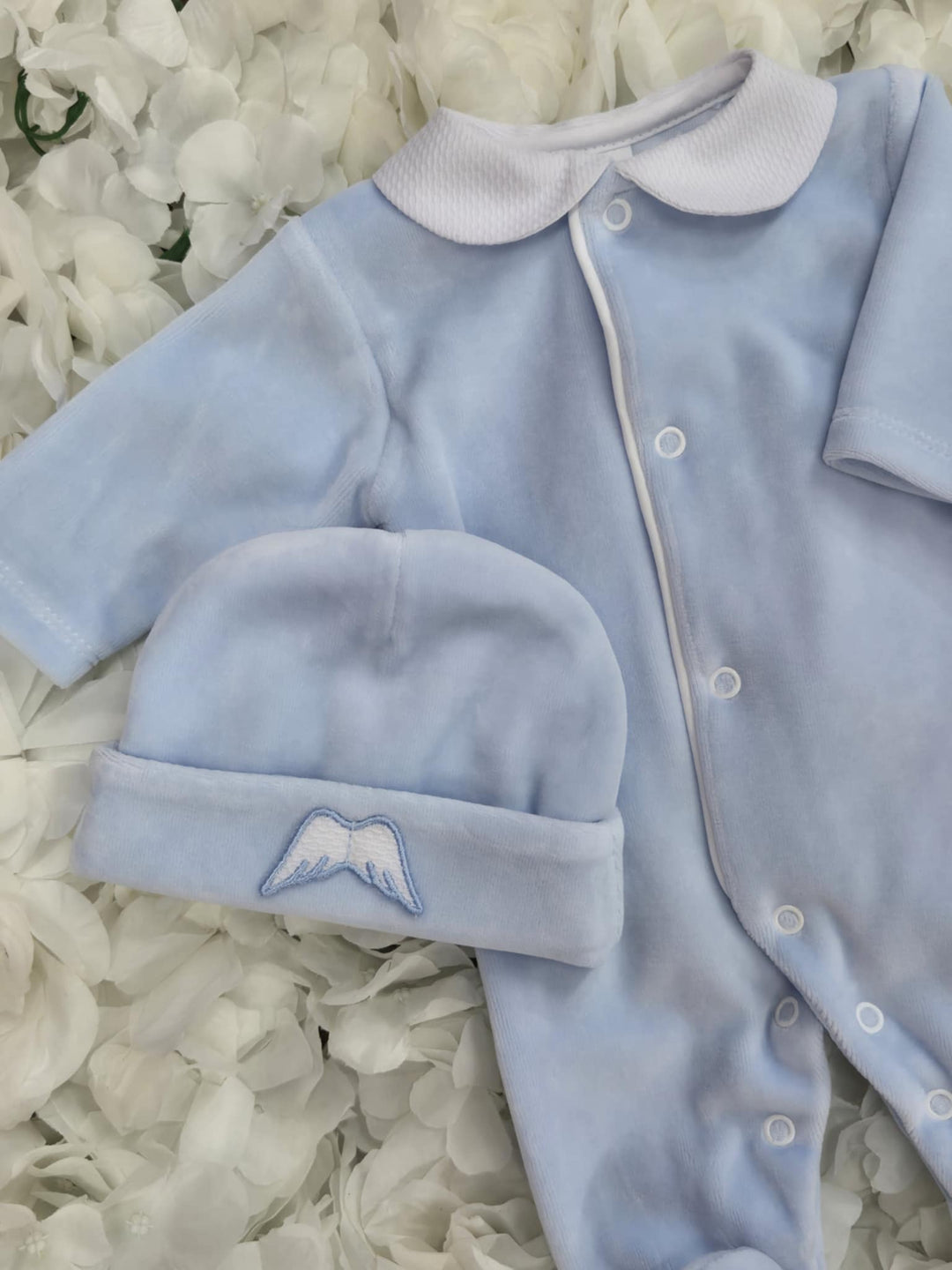 Blue Angel Velour Babygrow & Hat