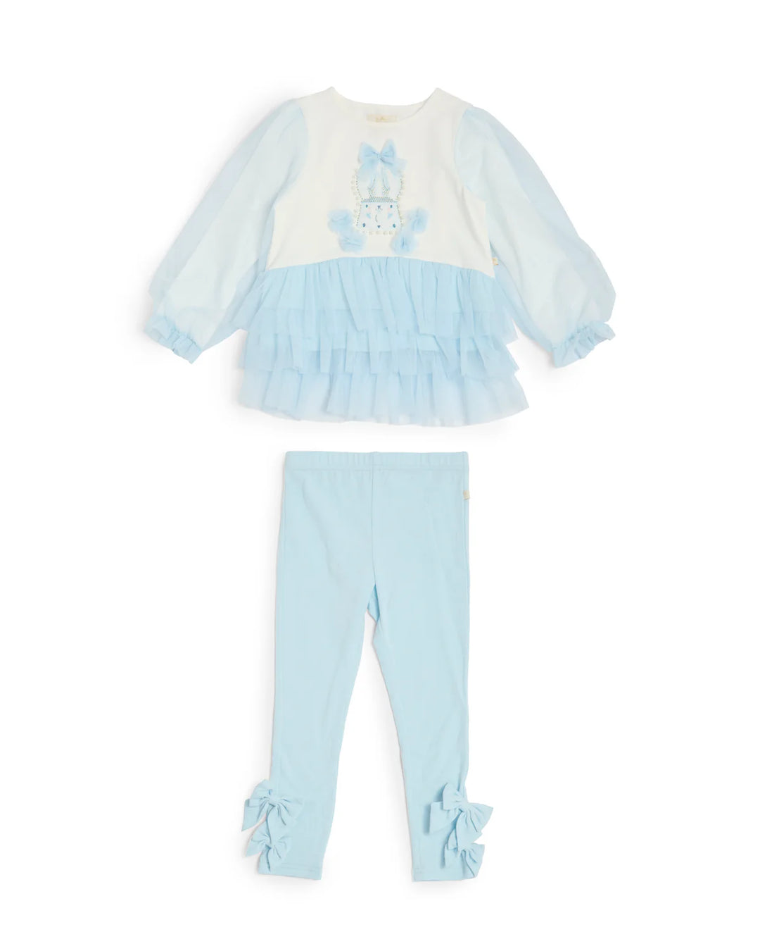Caramelo Sky Blue Tulle Layered Legging Set