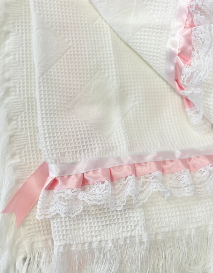 White & Pink Mouse Shawl