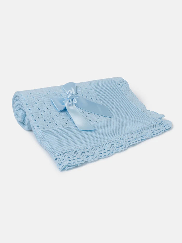 Open Dot Knitted Shawl-Baby Blue