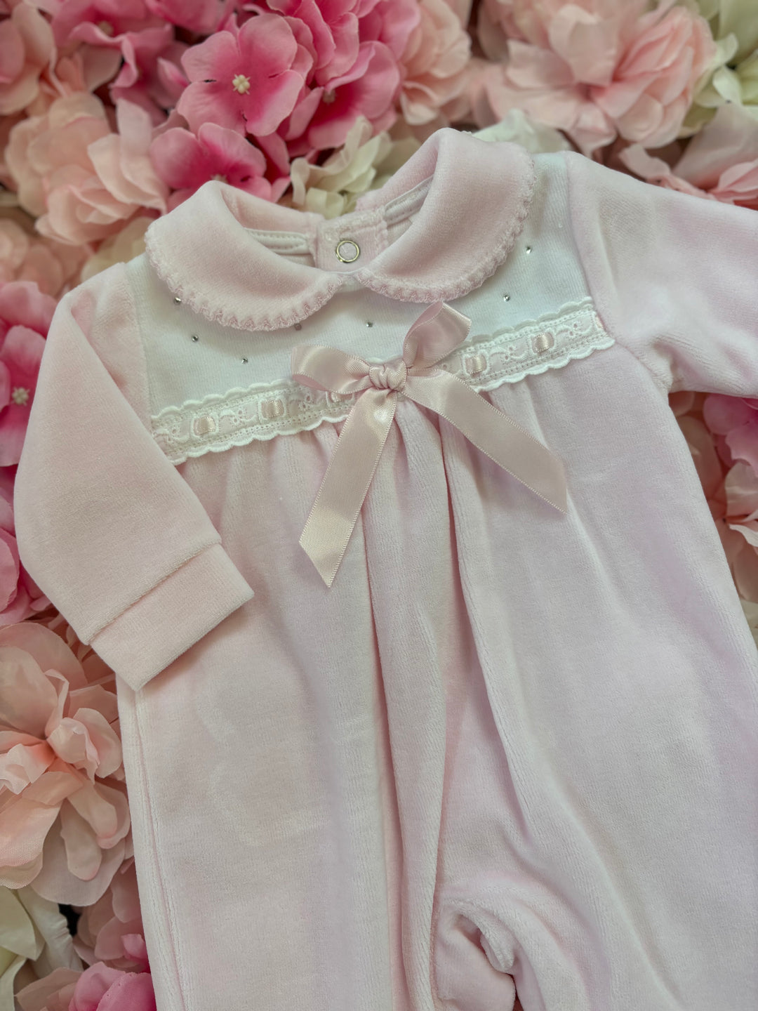 Pretty Pink Bow Diamante Babygrow