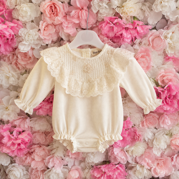 Cream Floral Lace Romper