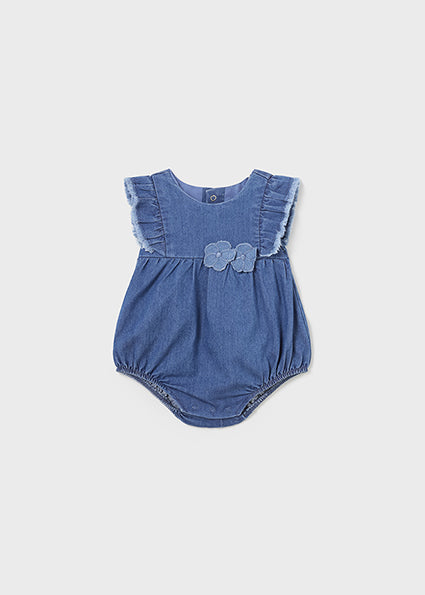 Mayoral Denim Ruffle Romper