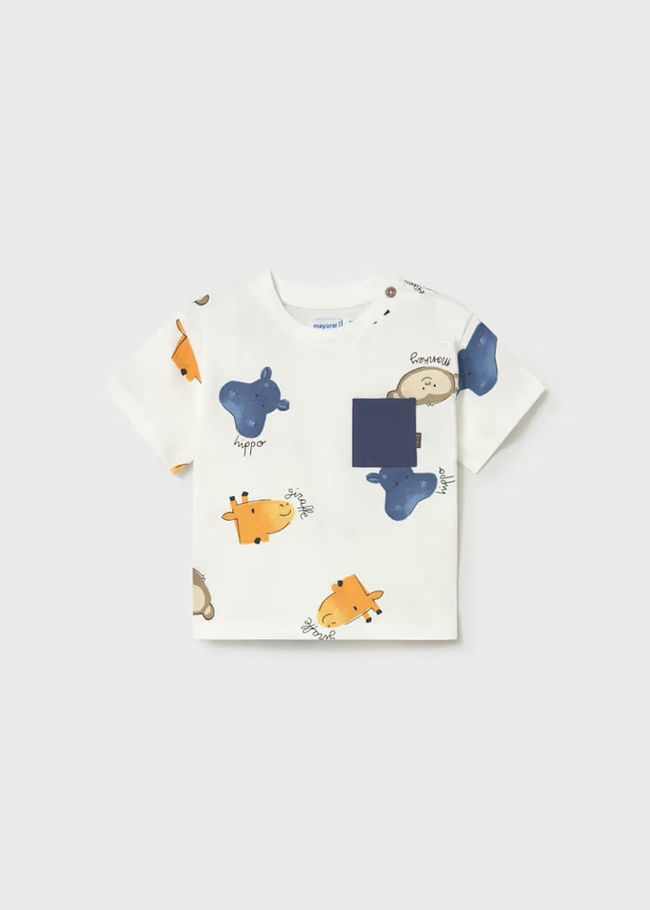 Mayoral Animal Print Top & Navy Shorts