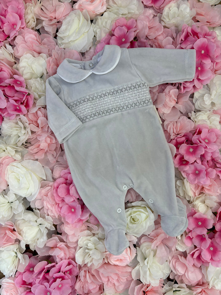 Grey Smocked Babygrow