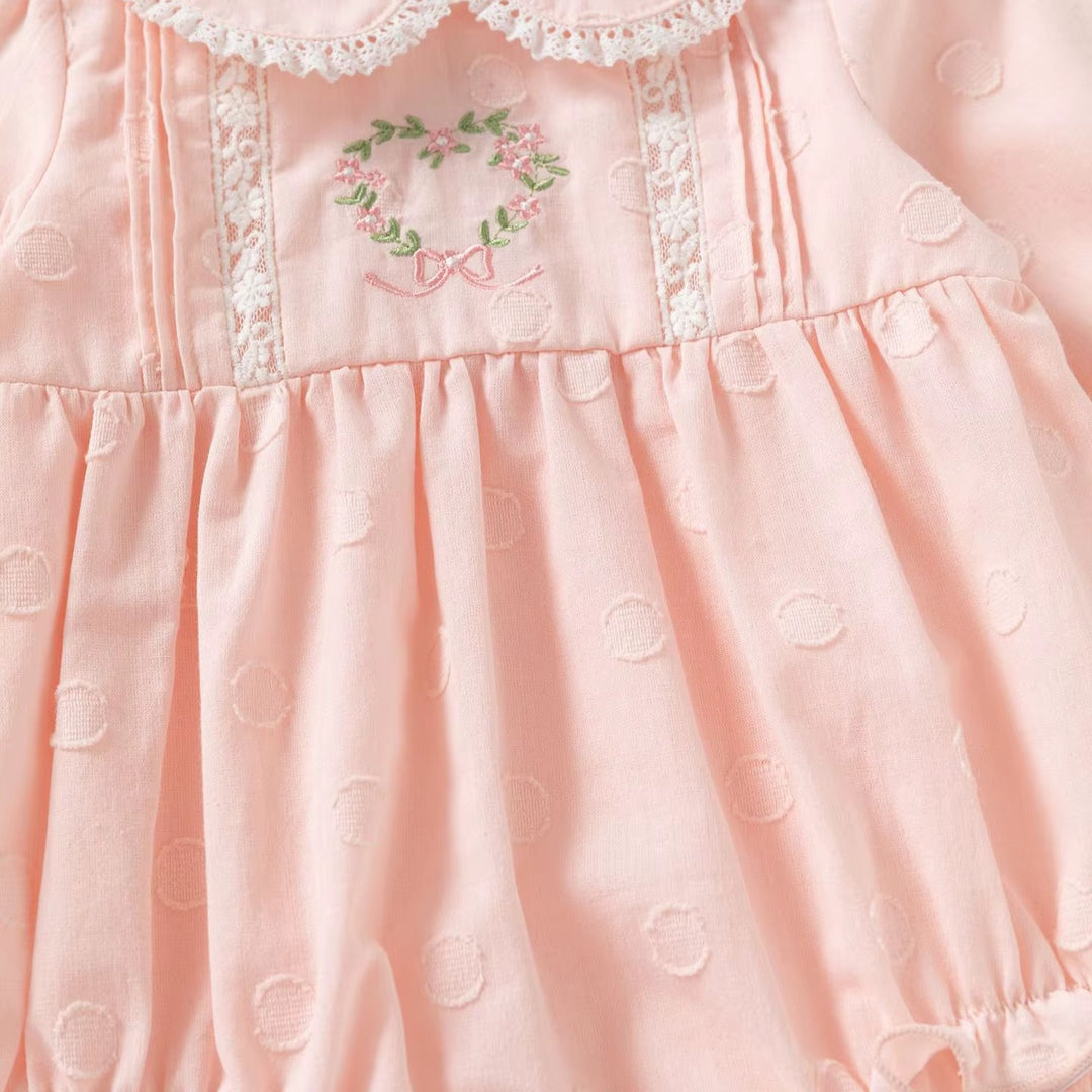 Pink Flower Dot Romper
