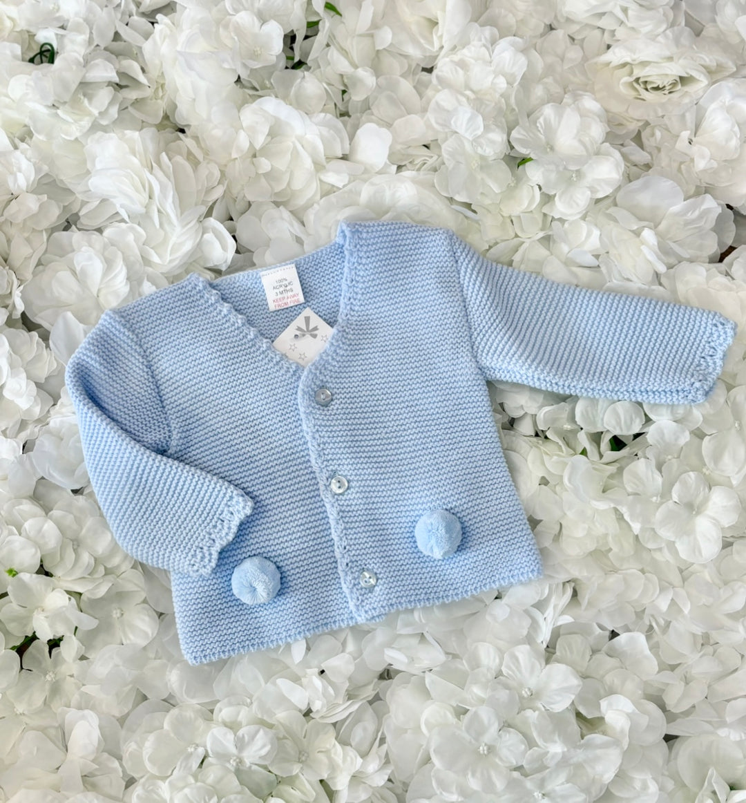 Blue Pom Cardigan