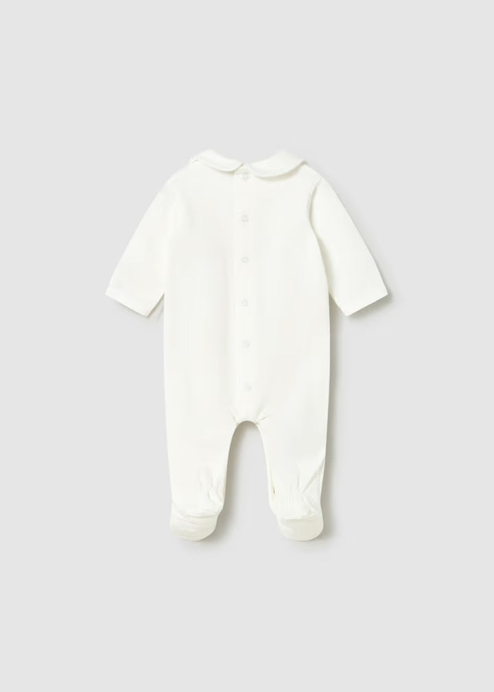 Mayoral Cream Embroidered Bear Romper