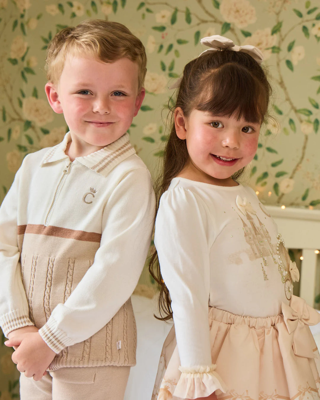 Caramelo Mink & Ivory Cable Knit Polo Set