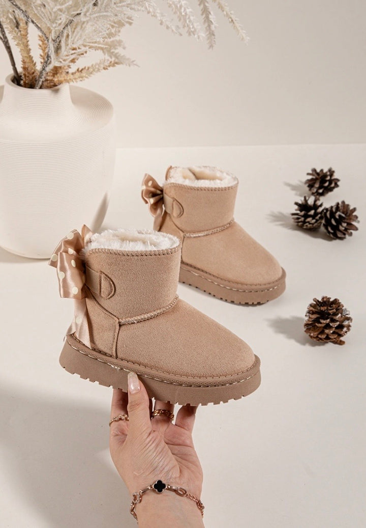 Beige Polka Bow Boot