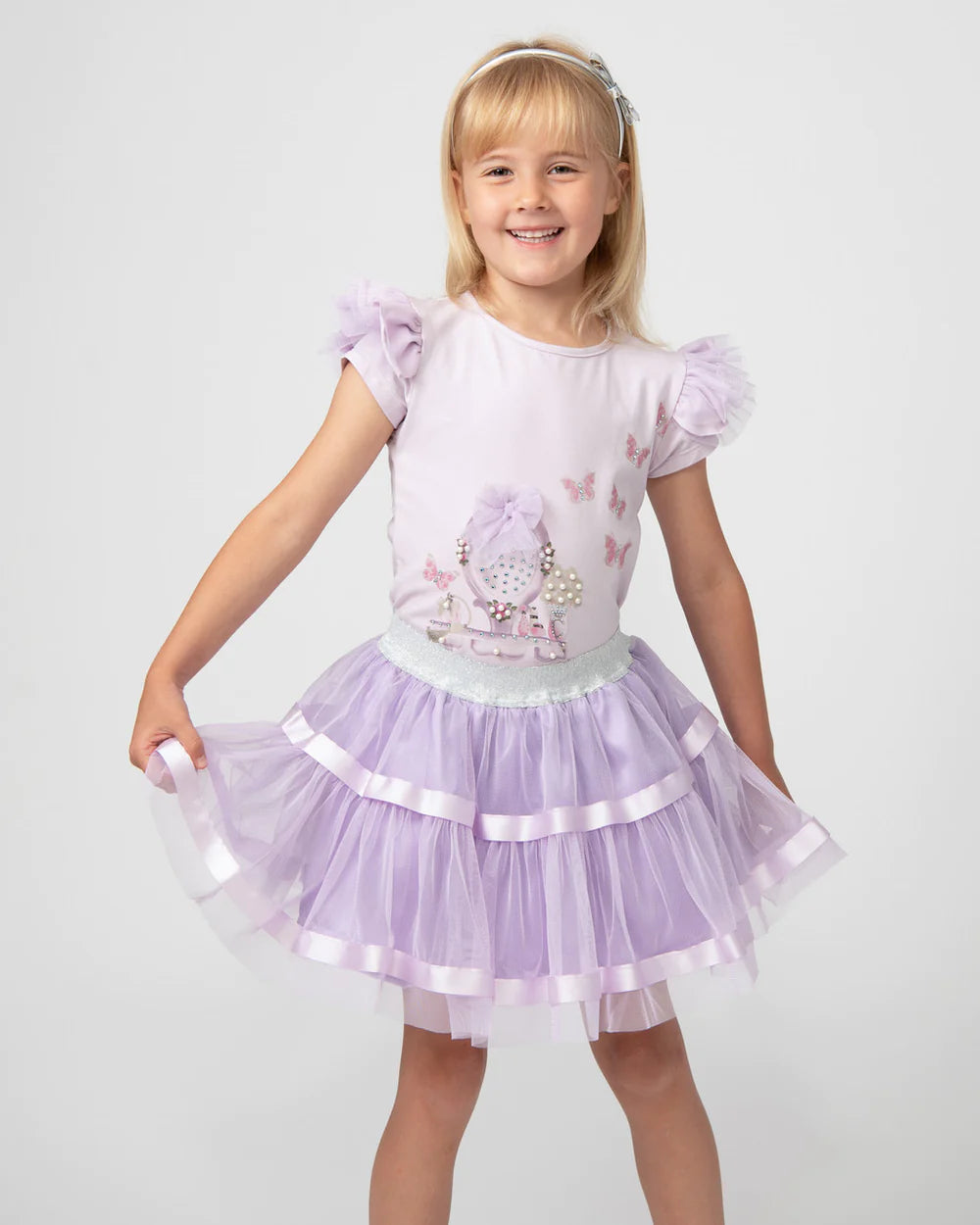 Caramelo Lilac Pearl Vanity Skirt Set