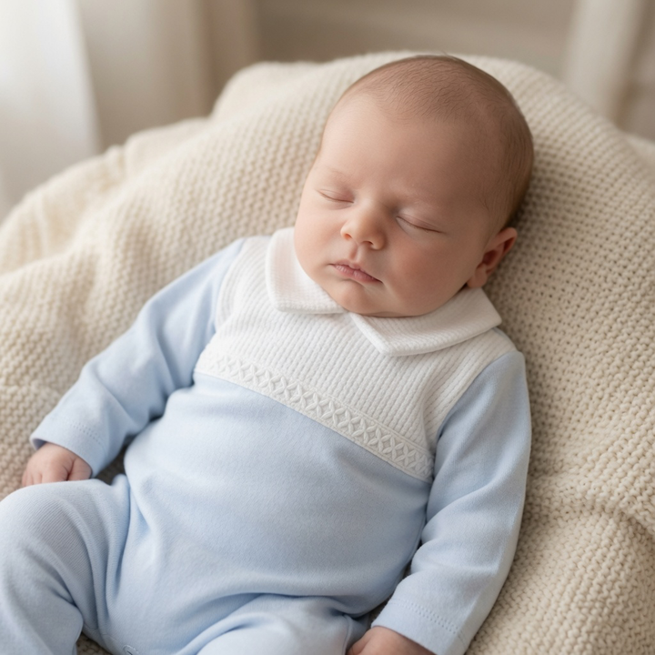 Blue Cotton Babygrow
