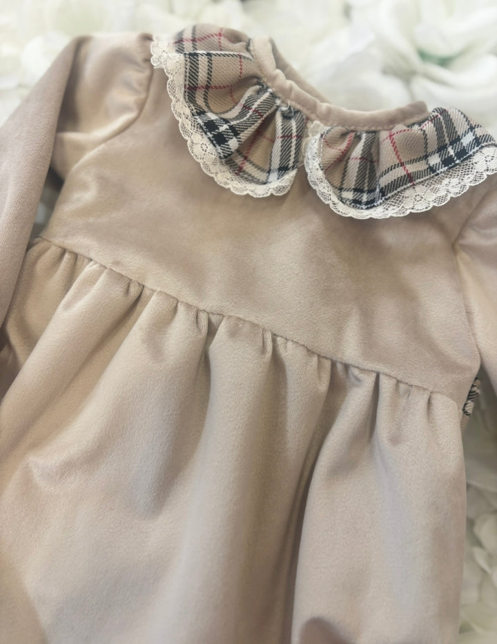 Fofettes Be Chic Beige Tartan Romper