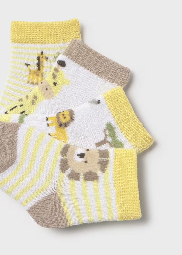 Mayoral 4 Pack Safari socks / lemon