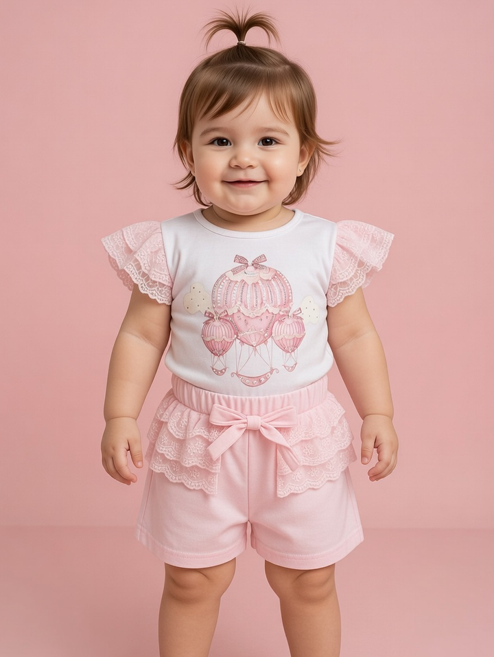 Pink Hot Air Balloon Short Set