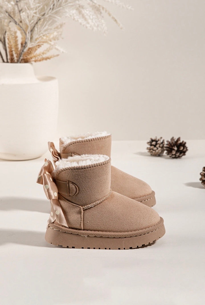 Beige Polka Bow Boot