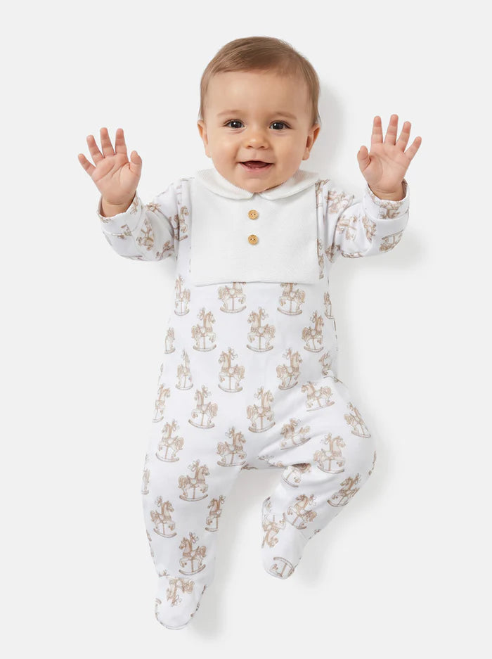 Beige Rocking Horse Babygrow