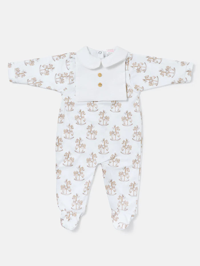 Beige Rocking Horse Babygrow