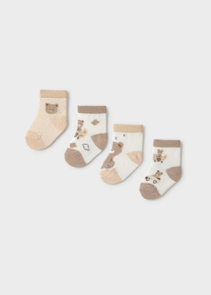 Mayoral 4 Pack Bear socks / Beige