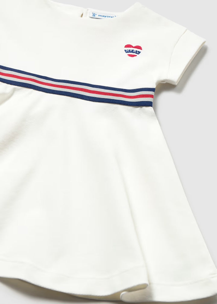 Mayoral Cream Stripe Dress