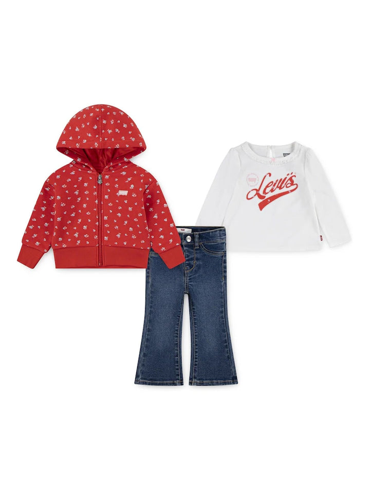 Levi’s Red Floral 3 Piece Set