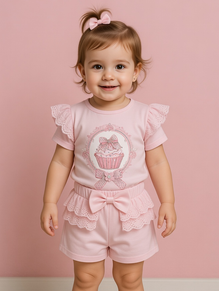 Pink Cupcake Short Set