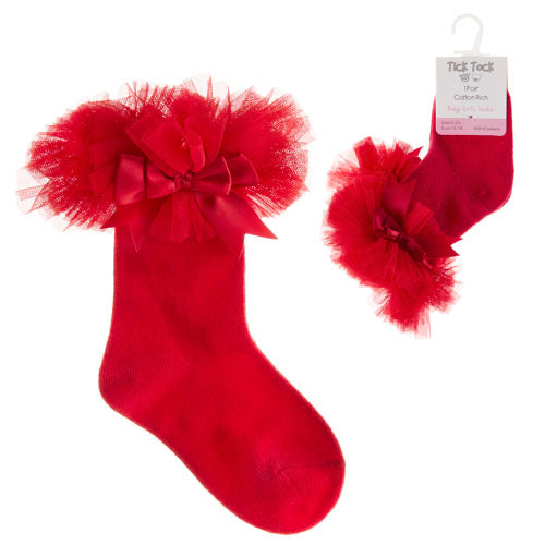 Red Tutu Bow Socks
