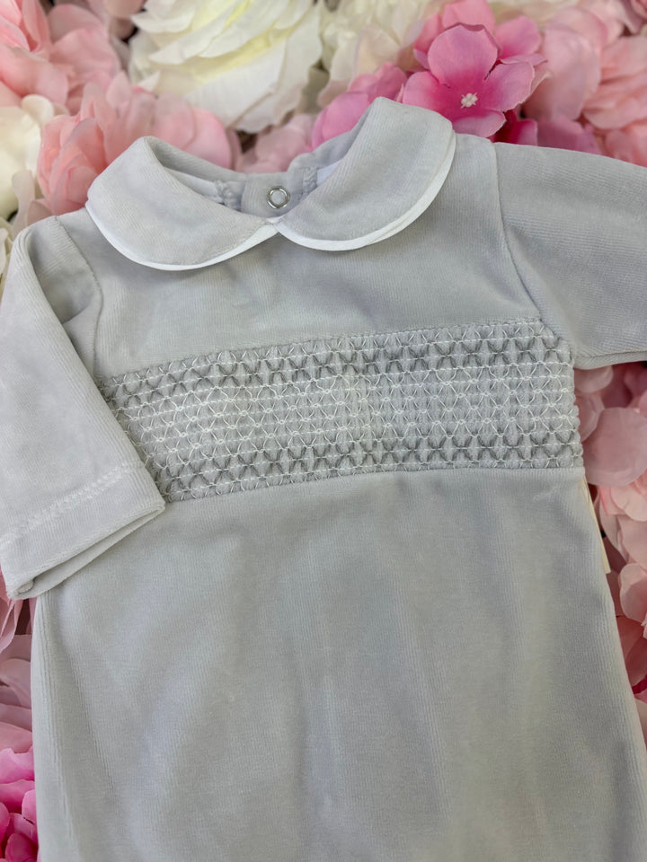 Grey Smocked Babygrow