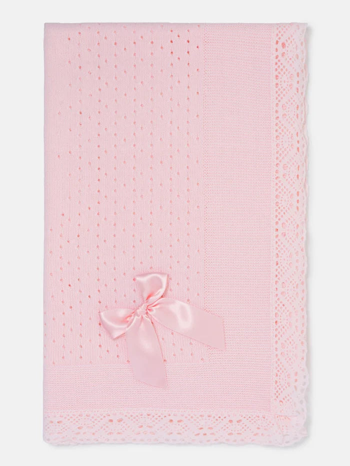 Open Dot Knitted Shawl- Baby Pink