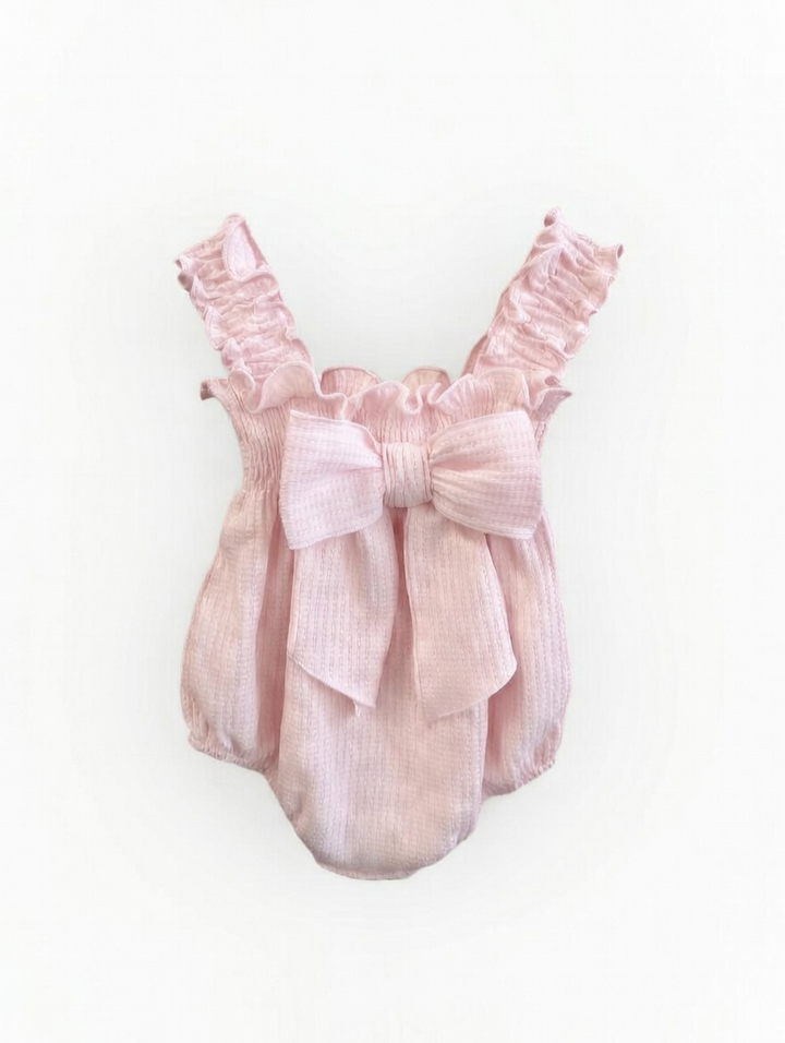 Calamaro Pink Bow Romper