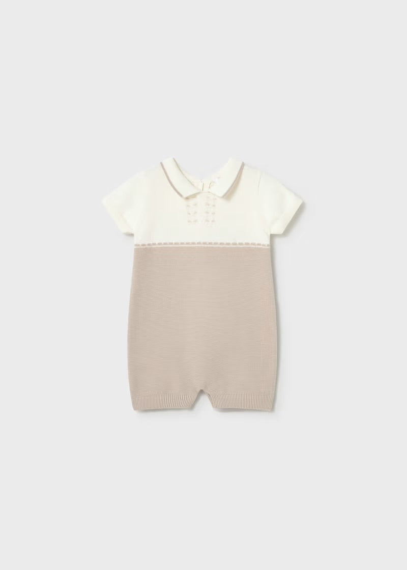 Mayoral Beige & Cream Knitted Romper