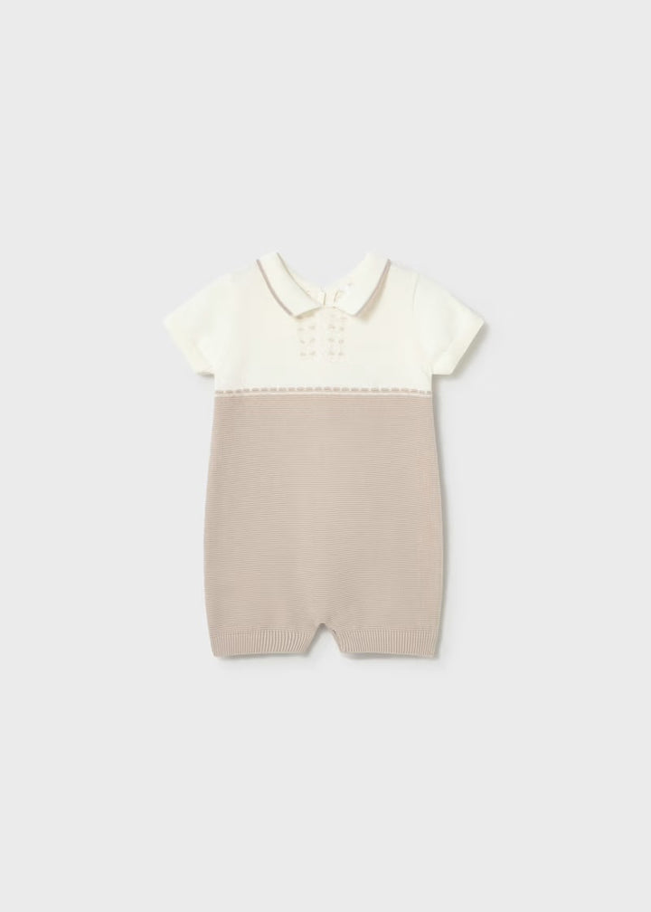 Mayoral Beige & Cream Knitted Romper