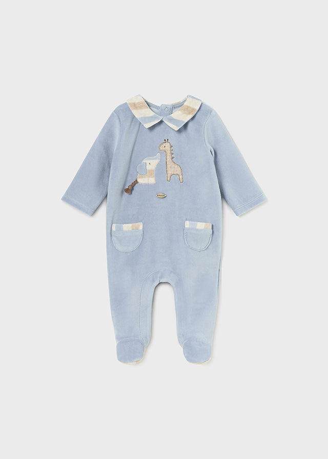 Mayoral Velour Giraffe Elephant Babygrow