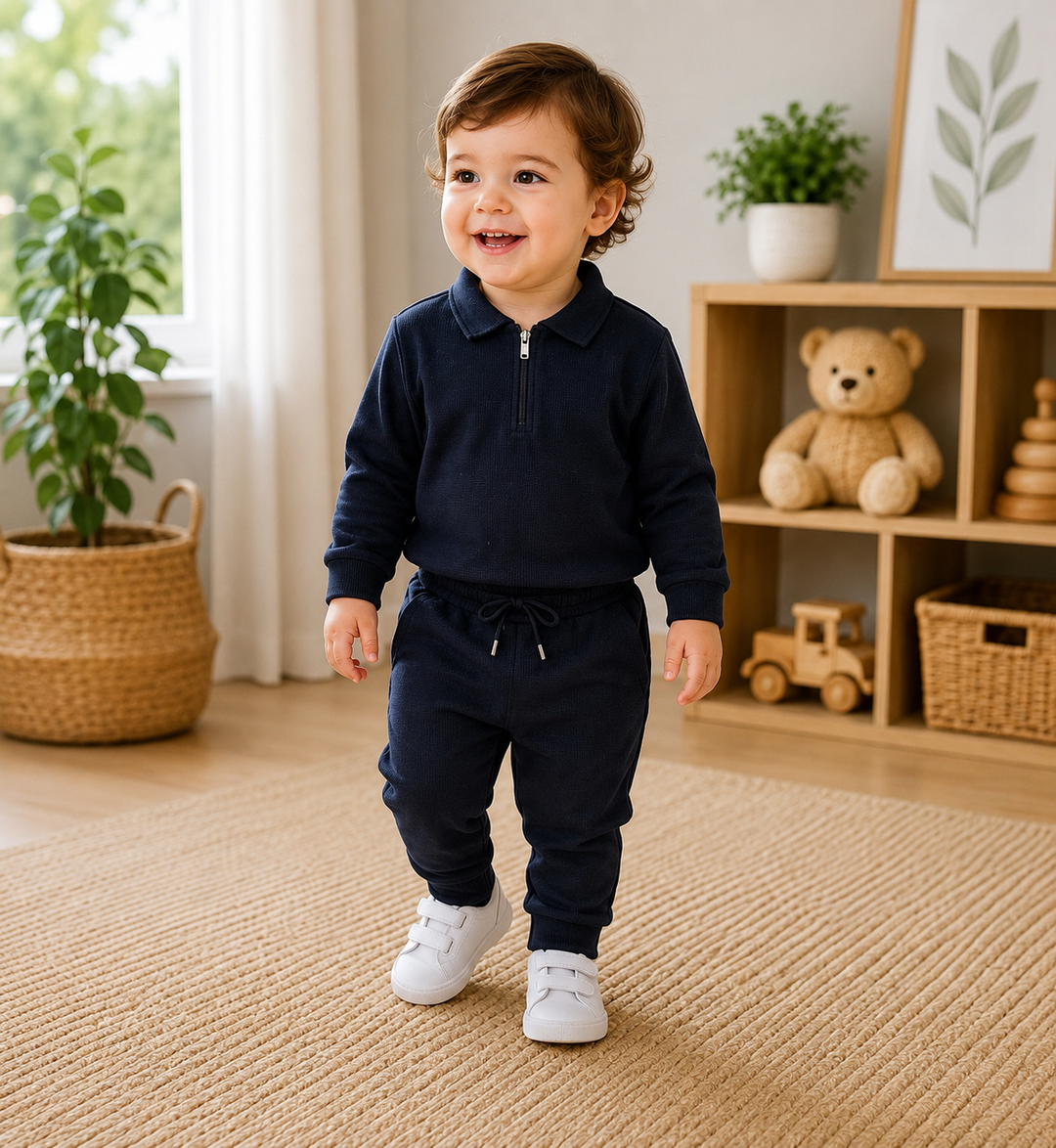 Navy Zip Polo Tracksuit