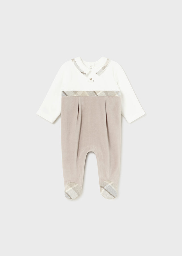 Mayoral Beige Velour Babygrow