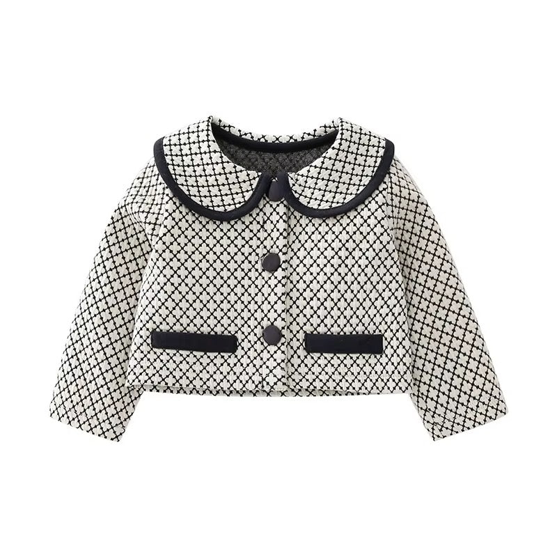 Black & White Plaid Jacket & Romper Set