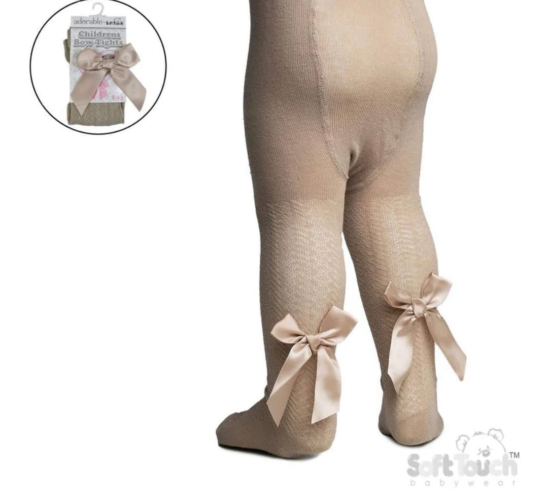 Beige Bow Tights